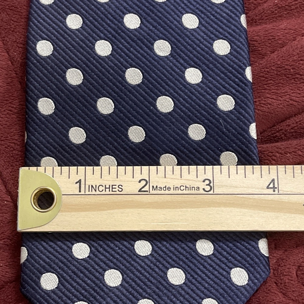BURBERRY LONDON Silk polka dot jacquard silk tie Navy And Cream Italy Made Money - Picture 7 of 11